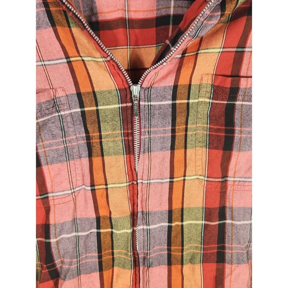 Avenue Womens Plus Top Zip Up Plaid Lived In Gorpcore Casual Comfort 26/28 - Picture 4 of 6